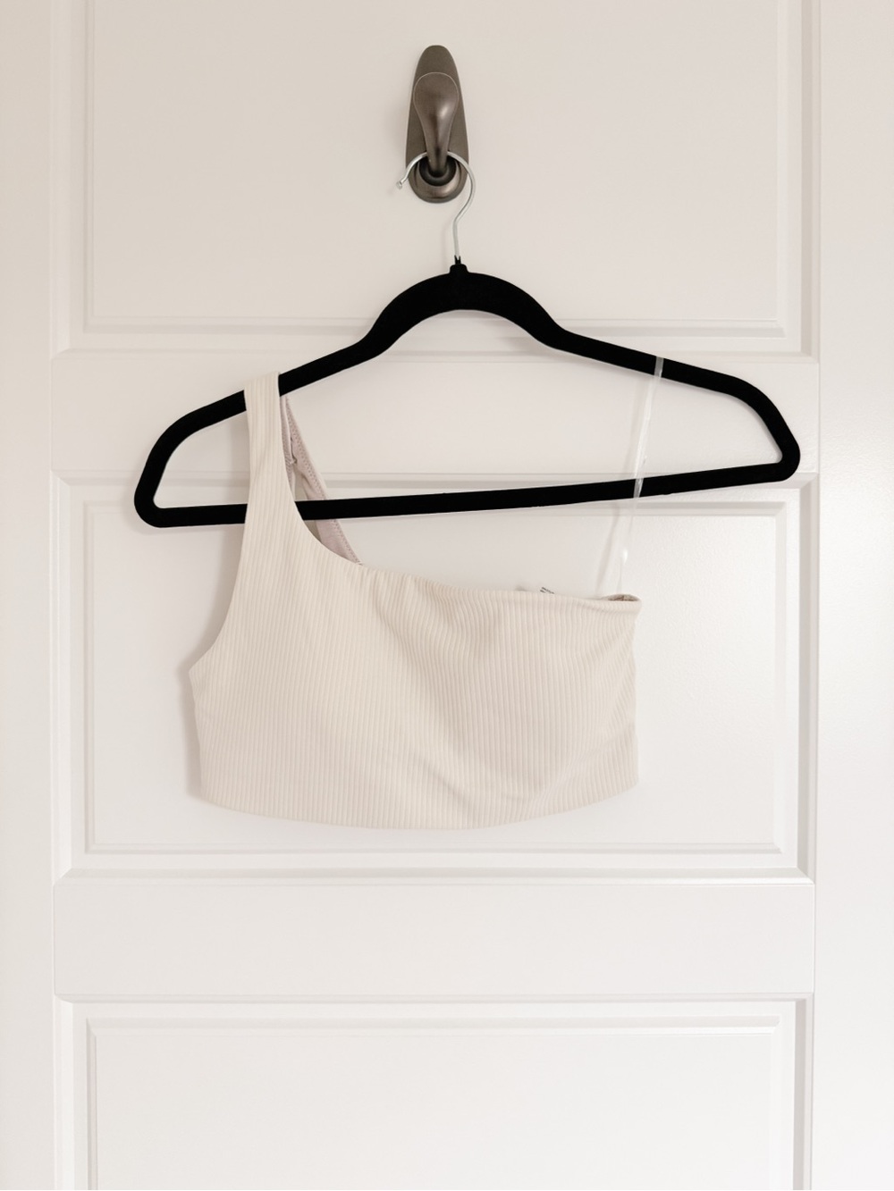 Lululemon Asymmetric Ribbed Crop Bralette in Cream